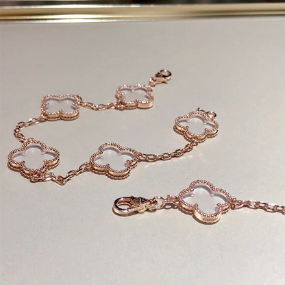 [Spark]CLOVER 5 MOTIF ROCK CRYSTAL BRACELET