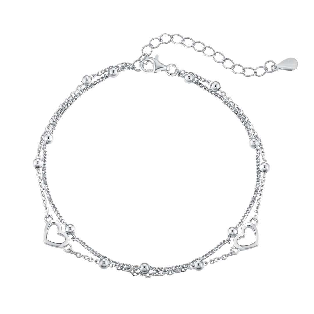 [Tonmkive Jewelry]Dainty Double Layer Love Heart Bracelet