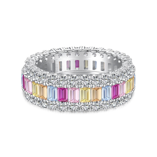 [Tonmkive Jewelry]Dainty Colorful Radiant Cut Daily Ring