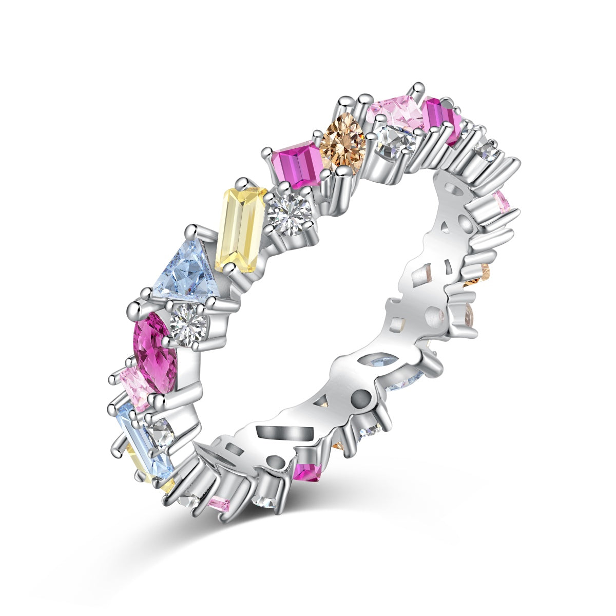 [Tonmkive Jewelry]Dazzling Polychromatic Multi cut Daily Ring