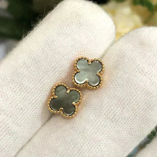 [Spark]CLOVER MINI 9.5MM GRAY MOP EARRINGS