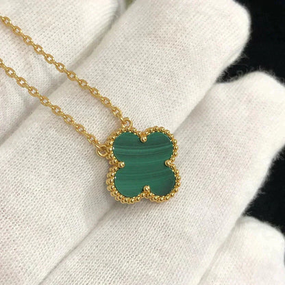 [Spark]CLOVER 15MM MALACHITE SINGLE FLOWER  NECKLACE