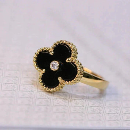 [Spark]CLOVER ONYX RING GOLD DIAMOND