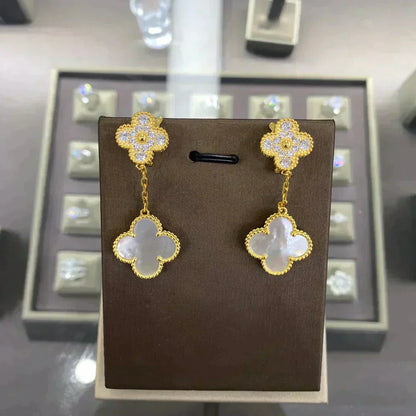 [Spark]CLOVER  2 MOTIFS  DIAMOND  EARRINGS (MULTIPLE CHOICESç´