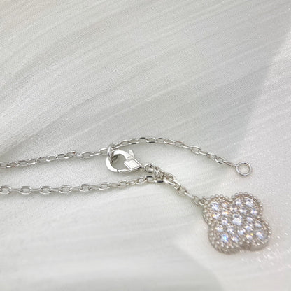 [Spark]CLOVER 5 MOTIFS SILVER DIAMONDS NECKLACE