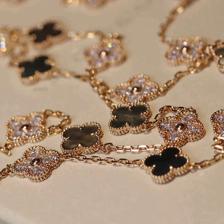 [Spark]CLOVER 20 MOTIFS DARK MOP DIAMOND  NECKLACE