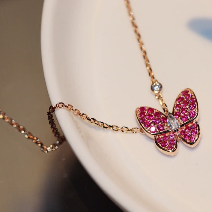 [Spark]BUTTERFLY RED DIAMOND Spark GOLD NECKLACE