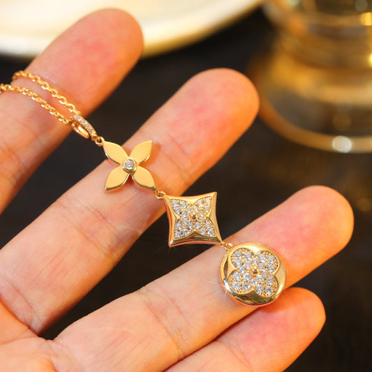 [Spark]STAR AND SUN DIAMOND PINK GOLD NECKLACE