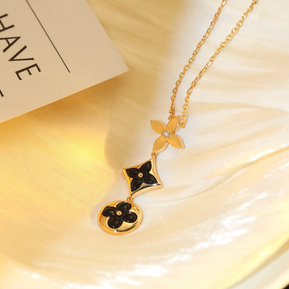 [Spark]STAR AND SUN ONYX PINK GOLD NECKLACE