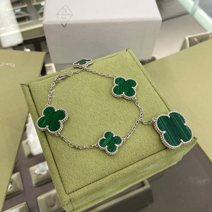 [Spark]CLOVER 5 MOTIFS SIVLER MALACHITE BRACELET