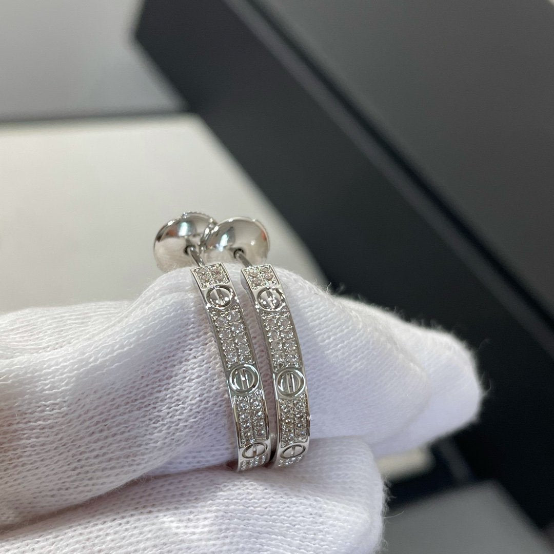[Spark]LOVE DIAMOND SILVER HOOP EARRINGS