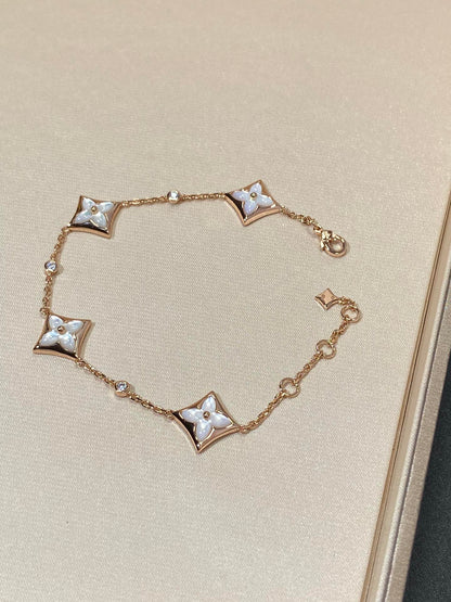 [Spark]STAR 4 MOTIF MOP DIAMOND PINK GOLD BRACELET