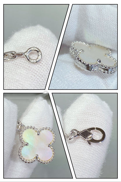 [Spark]CLOVER 5 MOTIF WHITE MOP SILVER BRACELET