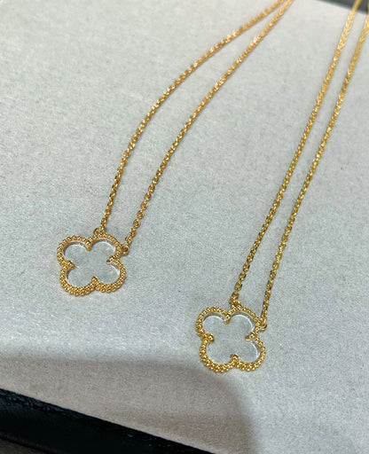 [Spark]CLOVER ROCK CRYSTAL Spark GOLD NECKLACE
