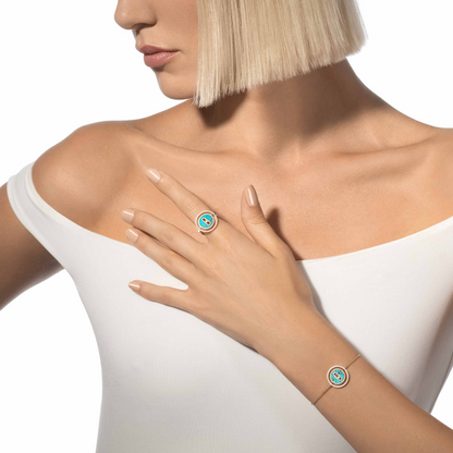 [Spark]Demo MOVE TURQUOISE PINK GOLD DIAMOND BRACELET