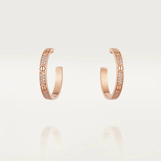 [Spark]LOVE DIAMOND PINK GOLD HOOP EARRINGS
