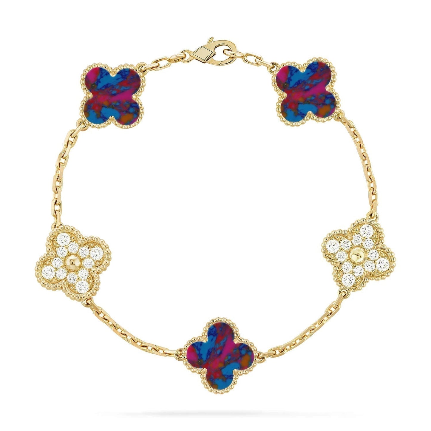[Spark]CLOVER 5 MOTIF COLOR GEMSTONES BRACELET COLLECTION