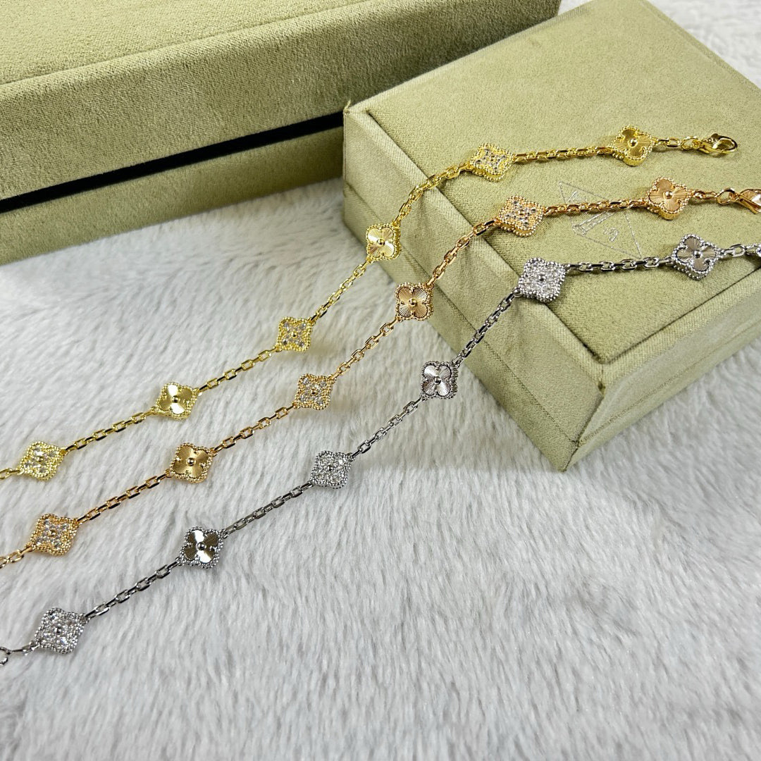 [Spark]CLOVER 6 MOTIF DIAMOND LASER BRACELET-w