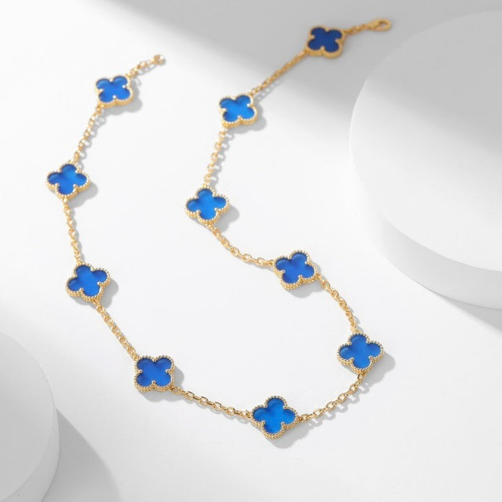 [Spark]CLOVER 10 MOTIFS BLUE AGATE NECKLACE