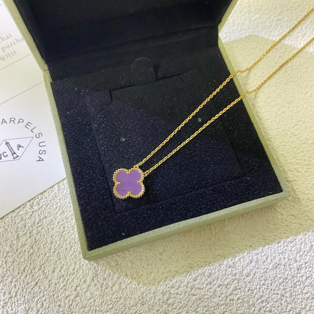 [Spark Jewelry]CLOVER 15MM  PURPLE VIOLET NECKLACE