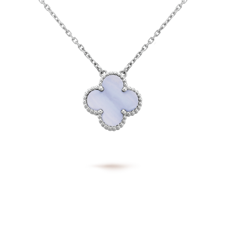 [Spark]CLOVER 15MM BLUE CHALCEDONY NECKLACE SILVER