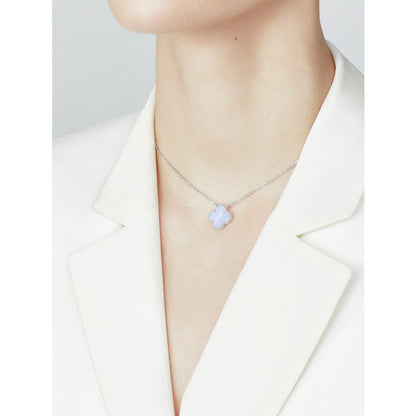 [Spark]CLOVER 15MM BLUE CHALCEDONY NECKLACE SILVER