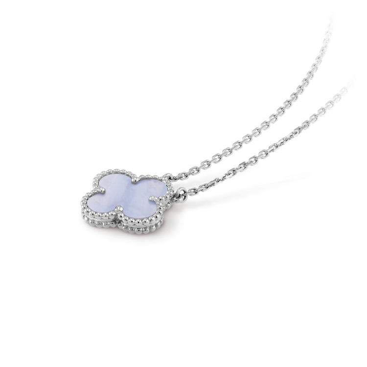 [Spark]CLOVER 15MM BLUE CHALCEDONY NECKLACE SILVER