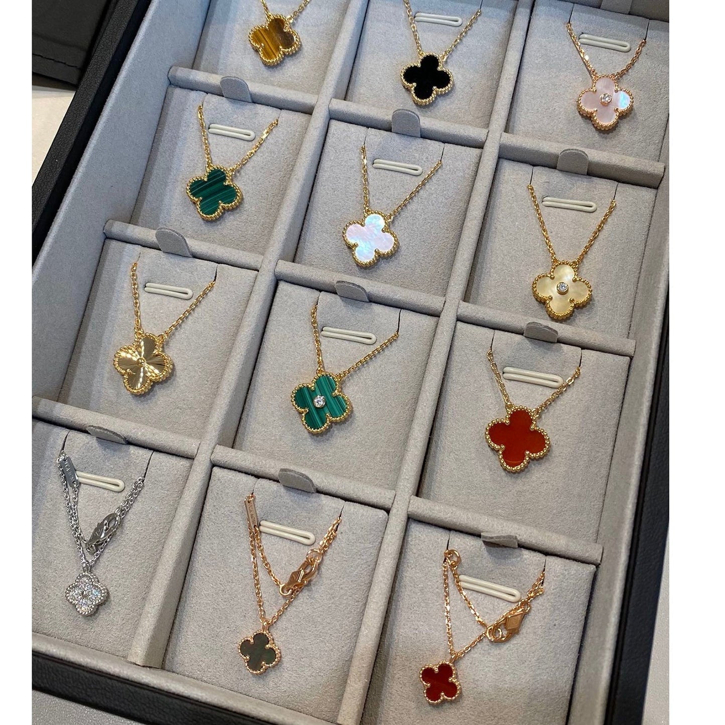 [Spark]CLOVER 15MM DIAMOND SINGLE FLOWER NECKLACE
