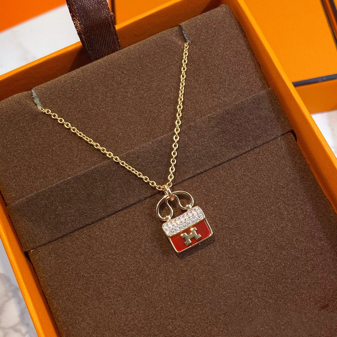 [Spark]CONSTANCE RED PEDANT PINK GOLD NECKLACE