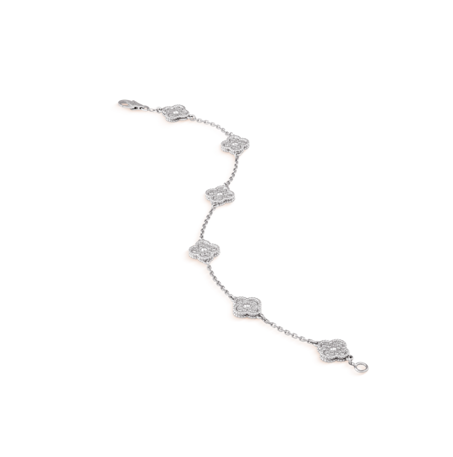 [Spark]CLOVER 6 MOTIF SILVER DIAMOND BRACELET