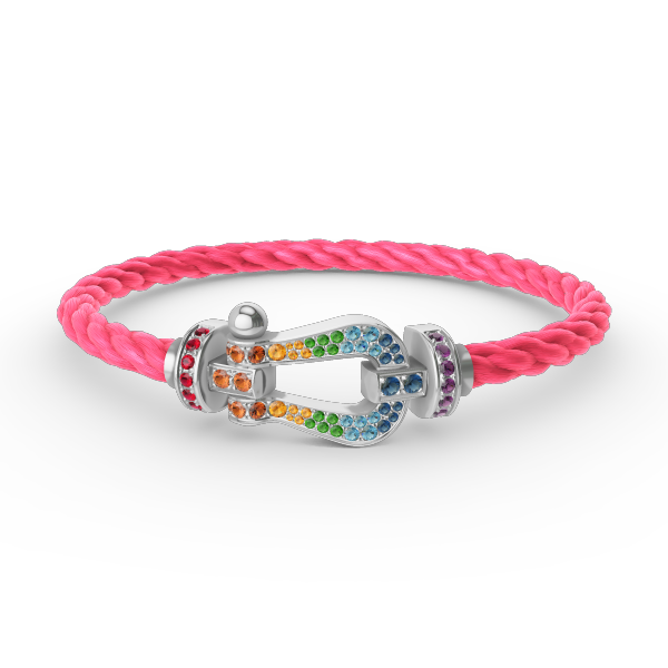 [Spark]FORC LARGE HORSESHOE  COLORED DIAMOND BRACELET SILVER