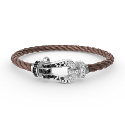[Spark]FORCE LARGE HORSESHOE BLACK WHITE DIAMOND BRACELET SILVER
