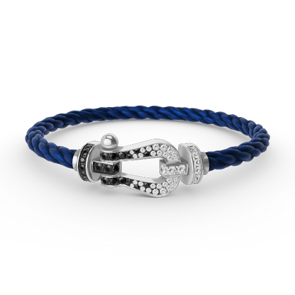 [Spark]FORCE LARGE HORSESHOE BLACK WHITE DIAMOND BRACELET SILVER