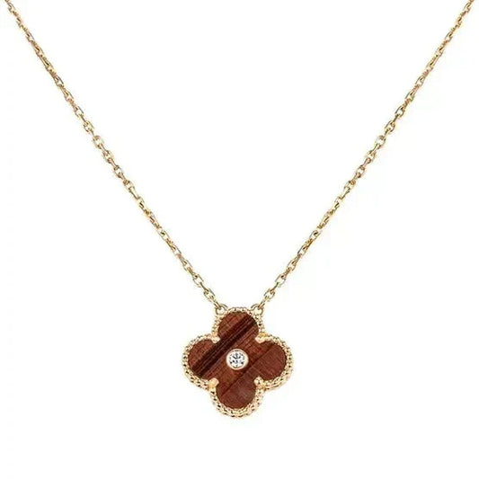[Spark]CLOVER 15MM DIAMOND AND YELLOW TIGER'S EYE AGATE necklace