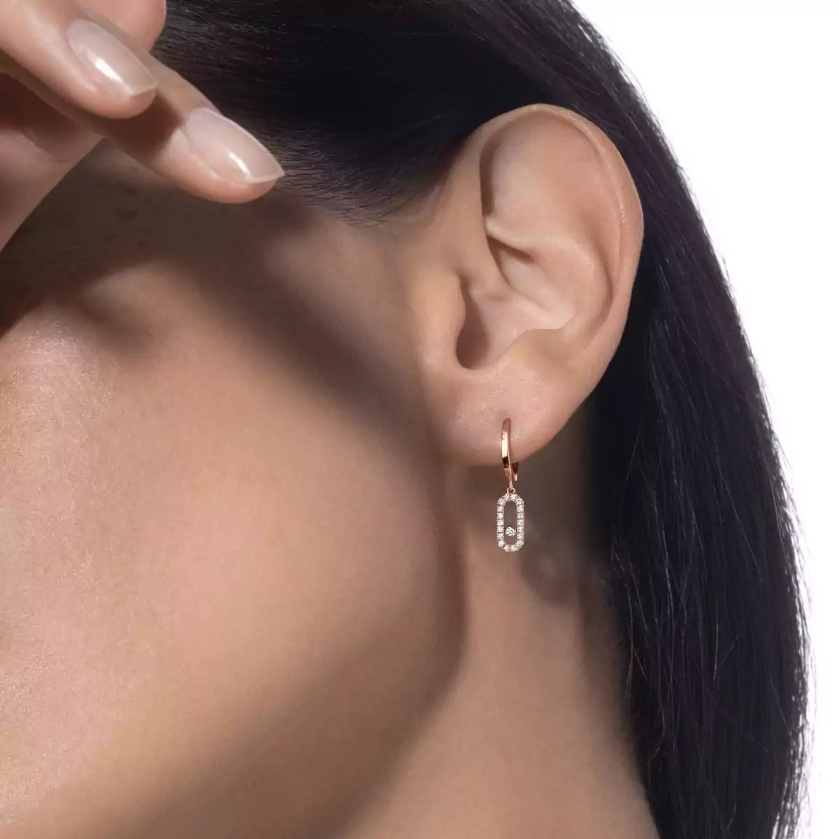 [Spark]Move Uno Single Diamond Hoop Earring