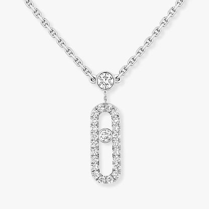[Spark]2 Rows Rose Gold Diamond Pave_ Necklace Move Uno