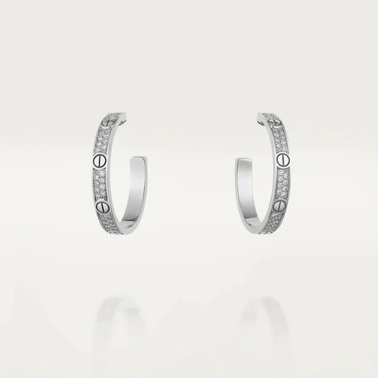 [Spark]LOVE DIAMOND SILVER HOOP EARRINGS
