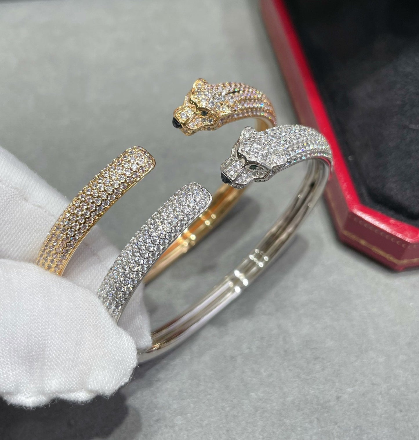 [Spark]PANTHERE FULL DIAMOND OPEN BRACELET